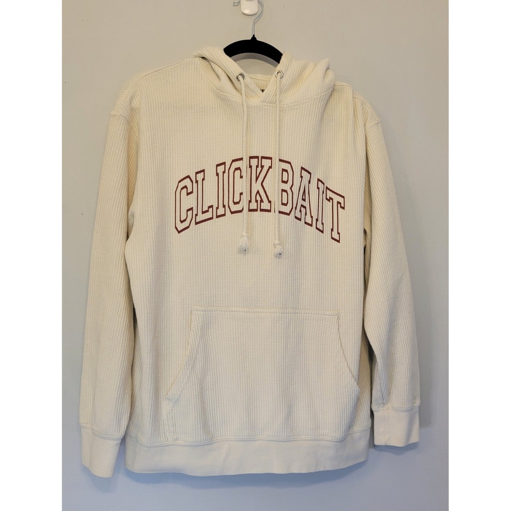 David Dobrik Clickbait Fanjoy Waffle Knit Hoodie Cream Off White Medium Thermal